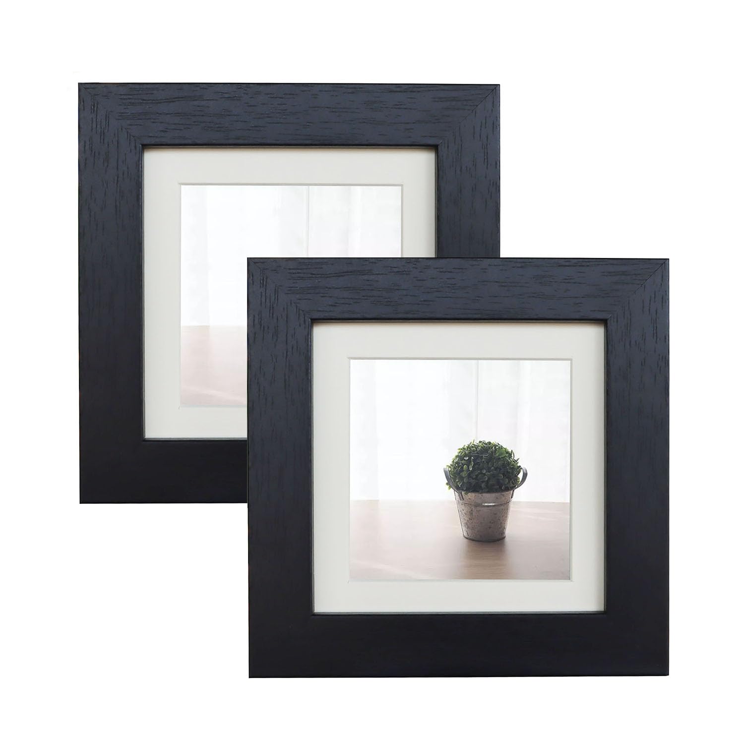 4×4" Photo Frames Black MDF Square Picture Frames for Photos 2.7 X 2.7 inches with Mat or 10x10 cm without Mat, Set of 2 with Acrylic Glass For Wallmounted & Desk Top — image 1