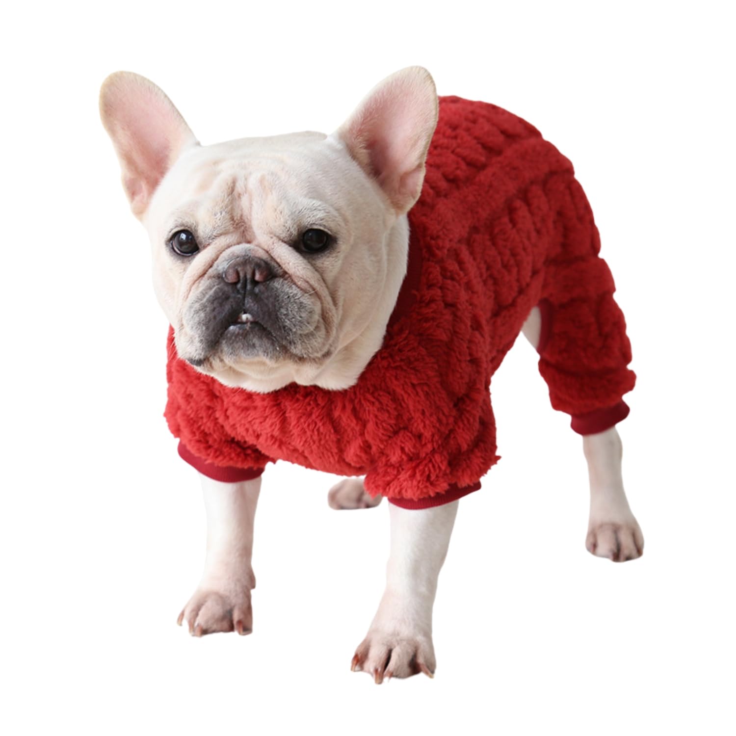 BT Bear Dog Pajamas Soft Warm Fleece Jumpsuit Cute Pet Clothes Onesies Costume for Puppy Small Dogs Medium Dogs(Red,L)