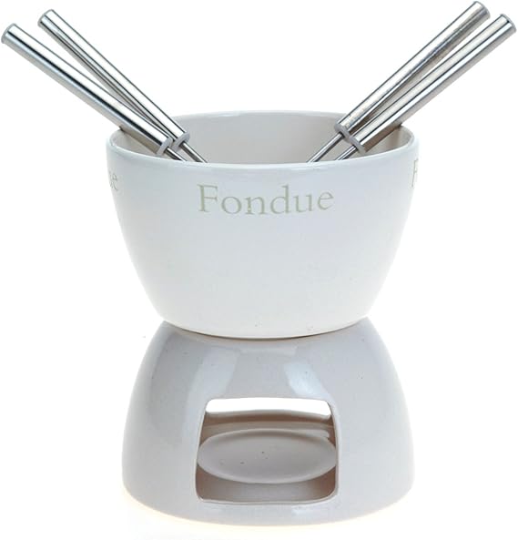 eBuyGB Cheese Chocolate Tea Light Candle Fondue Set Pot with 4 Forks