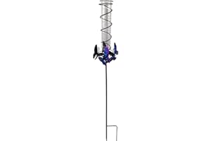 COOZZYHOUR Metal Butterfly Wind Spinner with Rain Gauge-Metal Stake with Replacement 7" Capacity Glass Rain Gauge Tube-Yard Decor-Decoration for Garden Patio Yard Lawn- Outdoor Decor.