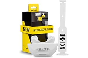 Nxtrnd One Pro Football Mouth Guard, Interchangeable Strap, Fits Adult & Youth (White)