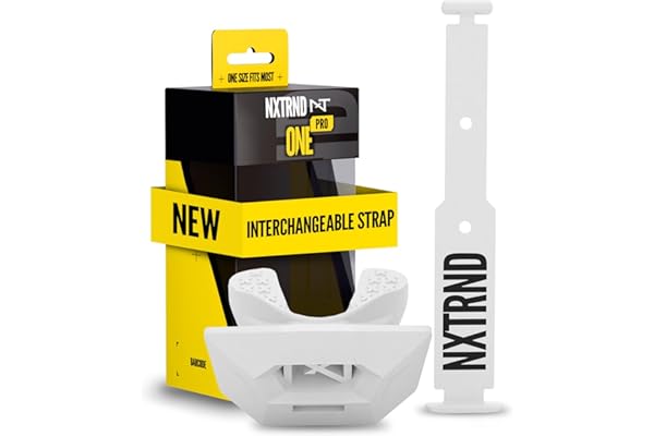 Nxtrnd One Pro Football Mouth Guard, Interchangeable Strap, Fits Adult & Youth (White)