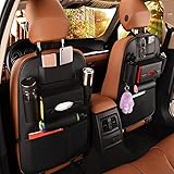 2 Pack PU Leather Premium Car SeatBack Organizer Travel Accessories Car Seat Back Organizer Seat Protector Kick mats Back sea