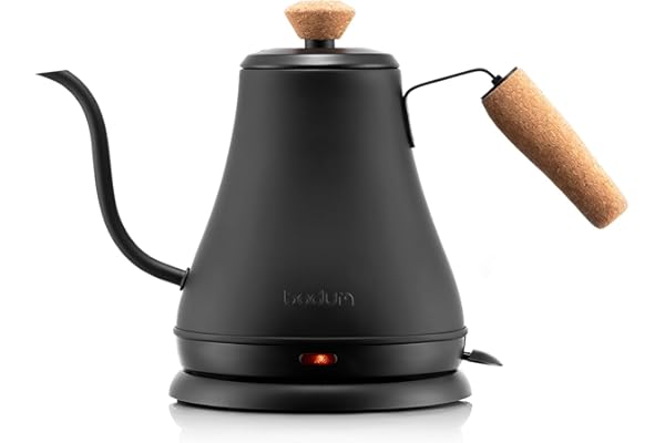 Bodum 27oz Bistro Gooseneck Electric Water Kettle, Pour Over Coffee & Tea, Stainless Steel, Matte Black