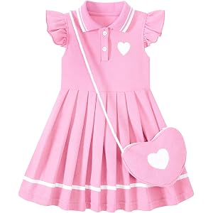 Toddler Girls Ruffle Polo Dresses for 3-7Y Casual Sporty Clothes with Bag | Kid Outfit for Back to School, Tennis, Golf, Birt