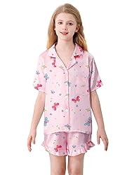 Umeyda Girls Satin Silky Collar V Neck Ruffle Short