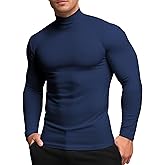 RGJU Mens Mock Turtleneck Long Sleeve Shirts, High Neck Thermal Base Layer
