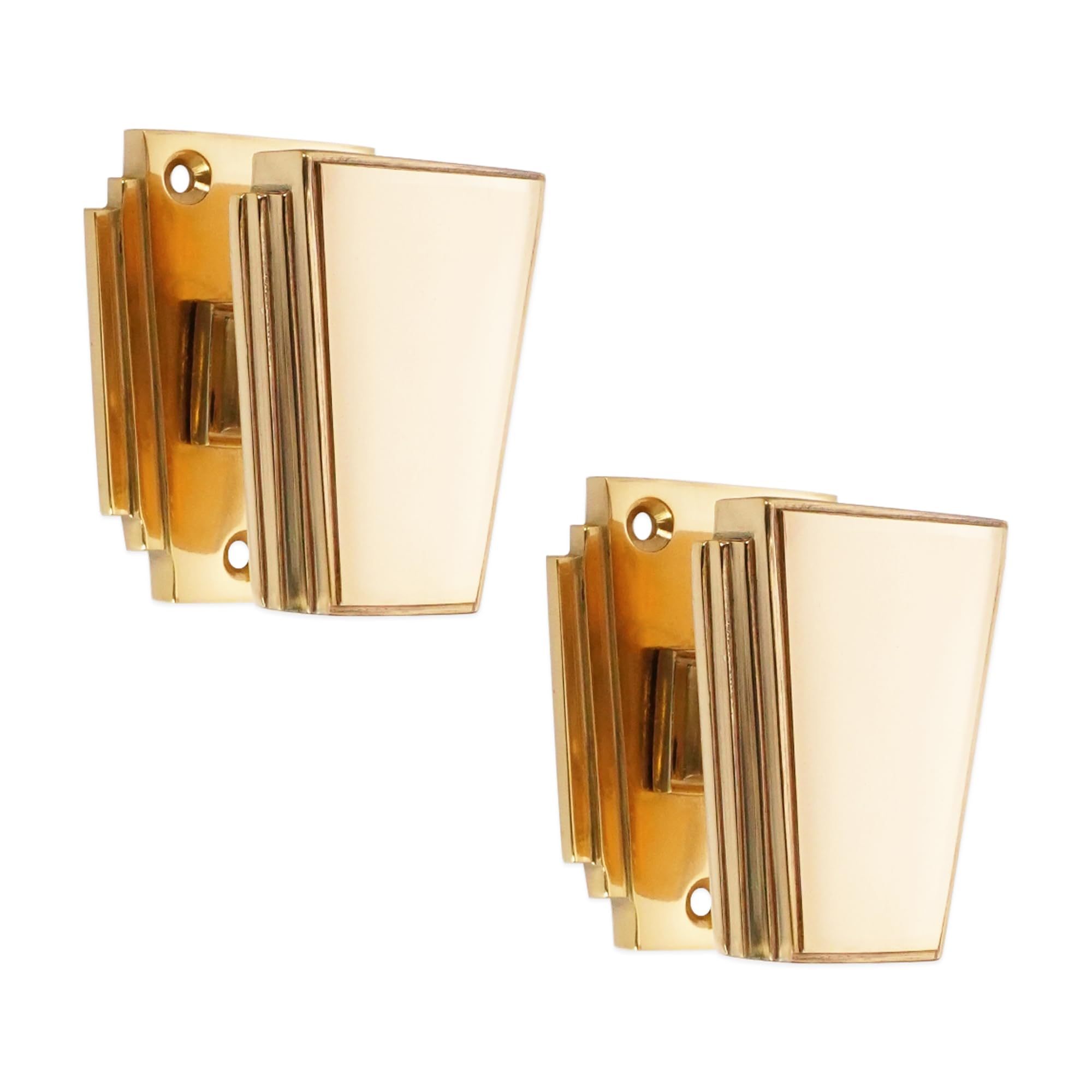 Infinity Decor Modern Style Art Deco Mortice Door Knob – Passage Pull Handle Set in Polished Brass Finish - for External and Internal Use