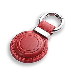 Jayanes Genuine Leather AirTag Holder Keychain