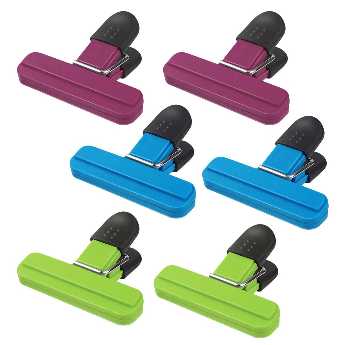 Photo 1 of 6 Pack Chip Bag Chips Food Clips with Heavy Duty Tight Seal Grip Plastic Bags Clips for Food Storage Assorted Colors Food Bag Clips Snack Clips Small Sizes Kitchen Clip for Coffee Snacks (3 Colors)