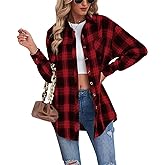 Malarocoby Women's Plaid Shirt Checked Oversized Blouse Long Sleeve Shirt Elegant Shirt Tops