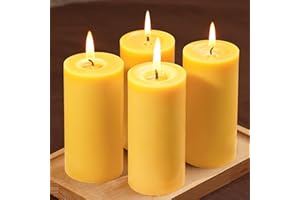 GINITIRI Pure Beeswax Pillar Candles 4 Packs,140 Hours Long Burning, 100% Natural Beeswax Candles for Emergency, Bees Wax for Home Deco, Beeswax Candles Bulk for Relax, Smokeless & Dripless