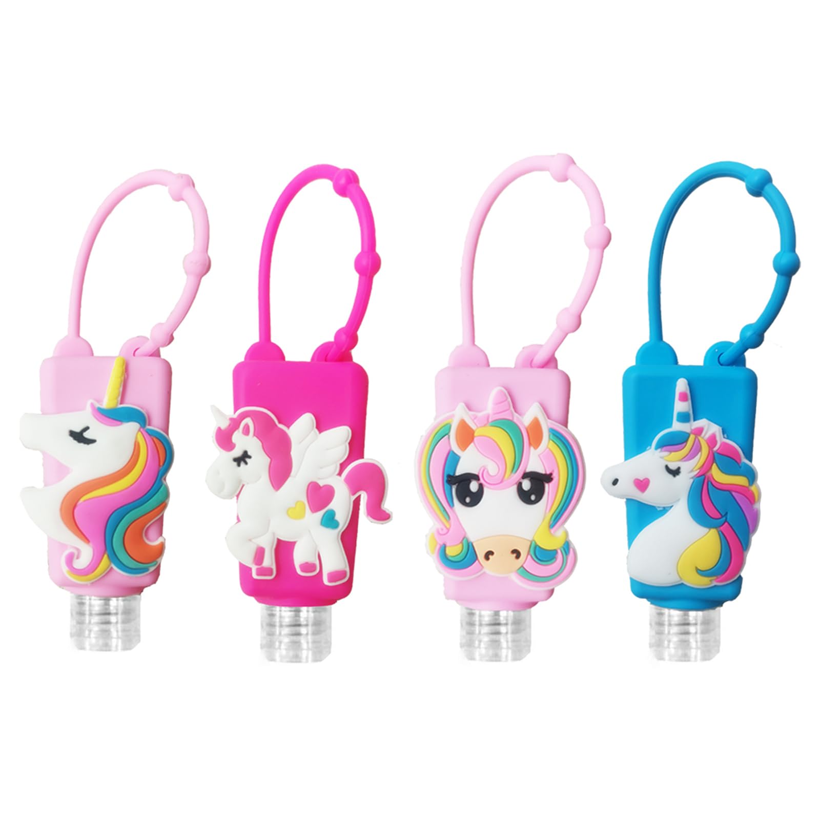 Color Land Unicorn Kids Empty Travel Bottle,4Pcs Hand Sanitizer Holder with Silicone Case Leak Proof Refillable Travel Containers, for Liquid Soap & Lotion,Travel Daily Use