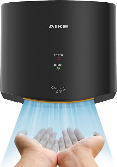 AIKE AK2630S Air Wiper Compact Hand Dryer 1400W 220V Black Plug & Go