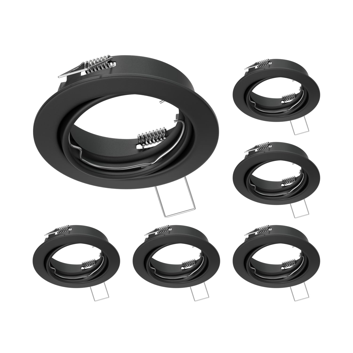 ledscom.de 6 pcs. recessed Ceiling Frame Fere, Round, swivelling, Black matt