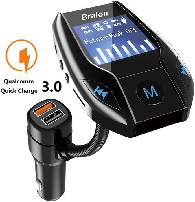 (Upgraded Version) Bluetooth FM Transmitter With Quick Charge 3.0+5V/2