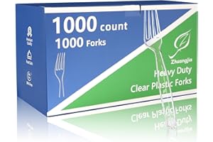 1000 Count Extra Heavy Duty Clear Plastic Forks Disposable, BPA-Free, Heat Resistant, Durable Disposable Forks Bulk for Cater