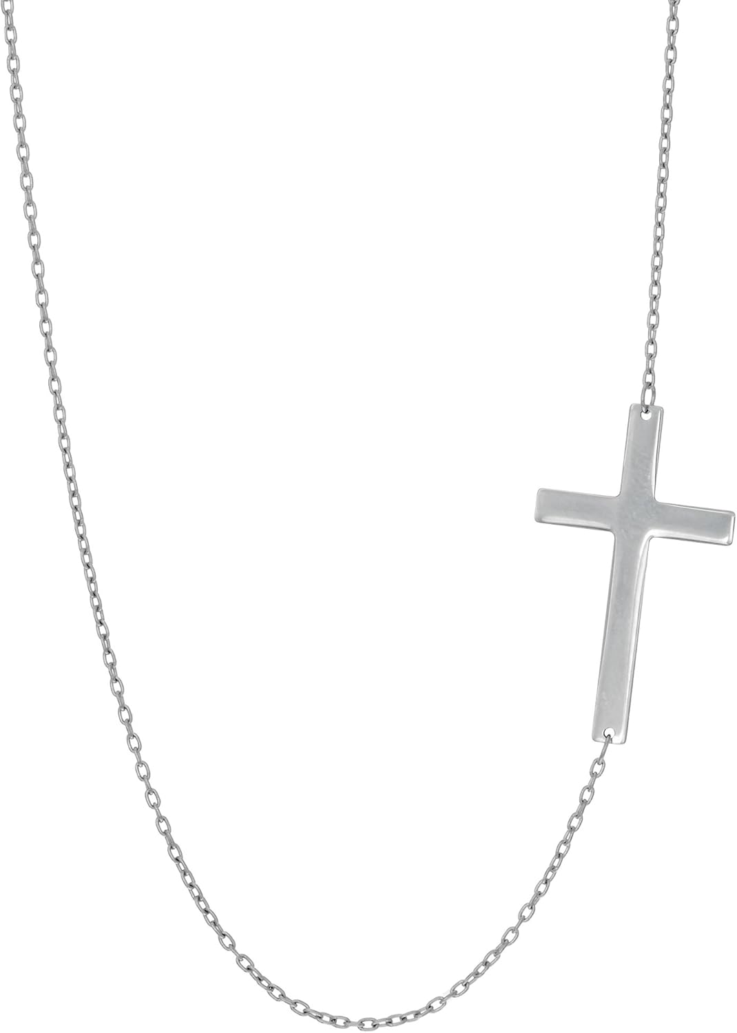 14k White Gold Sideways Cross Pendant Necklace, 18" Amazon.co.uk