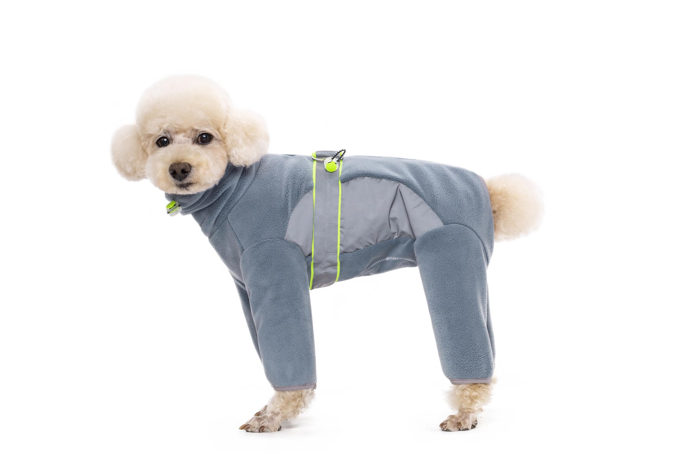 Dog Fleece Winter Warm Clothes,Waist Adjustable Puppy Onesie with D-Ring and Reflective Strips,Cold Weather Pet Long-Sleeved Coats Recover Suit For Small Medium Dogs_2XL(Airy Blue)