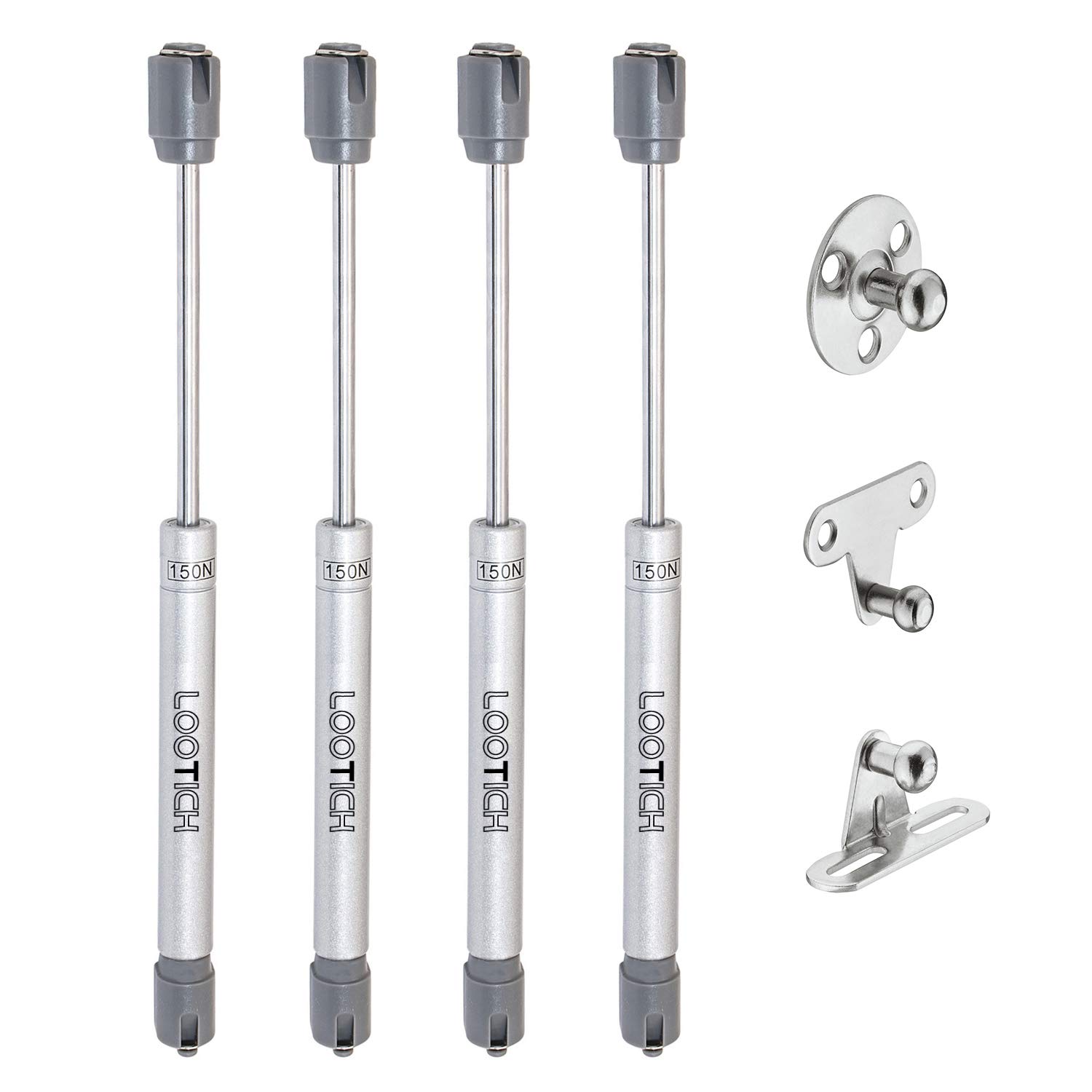 LOOTICH 150N Automatic Lid Stay Support Kitchen Cabinet Cupboard Door Toy Box Hydraulic Spring Gas Strut Piston Soft Opening Hinges for Flap Fittings Pack of 4
