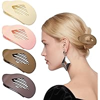 Aaiffey 4 Pcs Flat Claw Clips for Women,Round Square Flat Hair Clips Duckbill Hair Clips French Secure Strong Hold Grip Barre