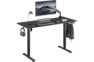 UPGRAVITY Height Adjustable Electric Standing Desk, 55 x 24 Inches Ergonomic Stand up Table, Sit Stand Home Office Desk with Splice Board, Black Frame/Black Top (Black, 55 inches)