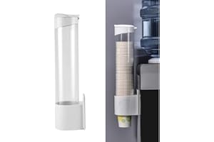 TIRIFER Cup Dispenser Wall Mounted Plastic Water Dispenser Disposable Cup Holder Rack, Paste or Screw Plate Mountable for Paper Cups Halloween Party Supplies(L, White)