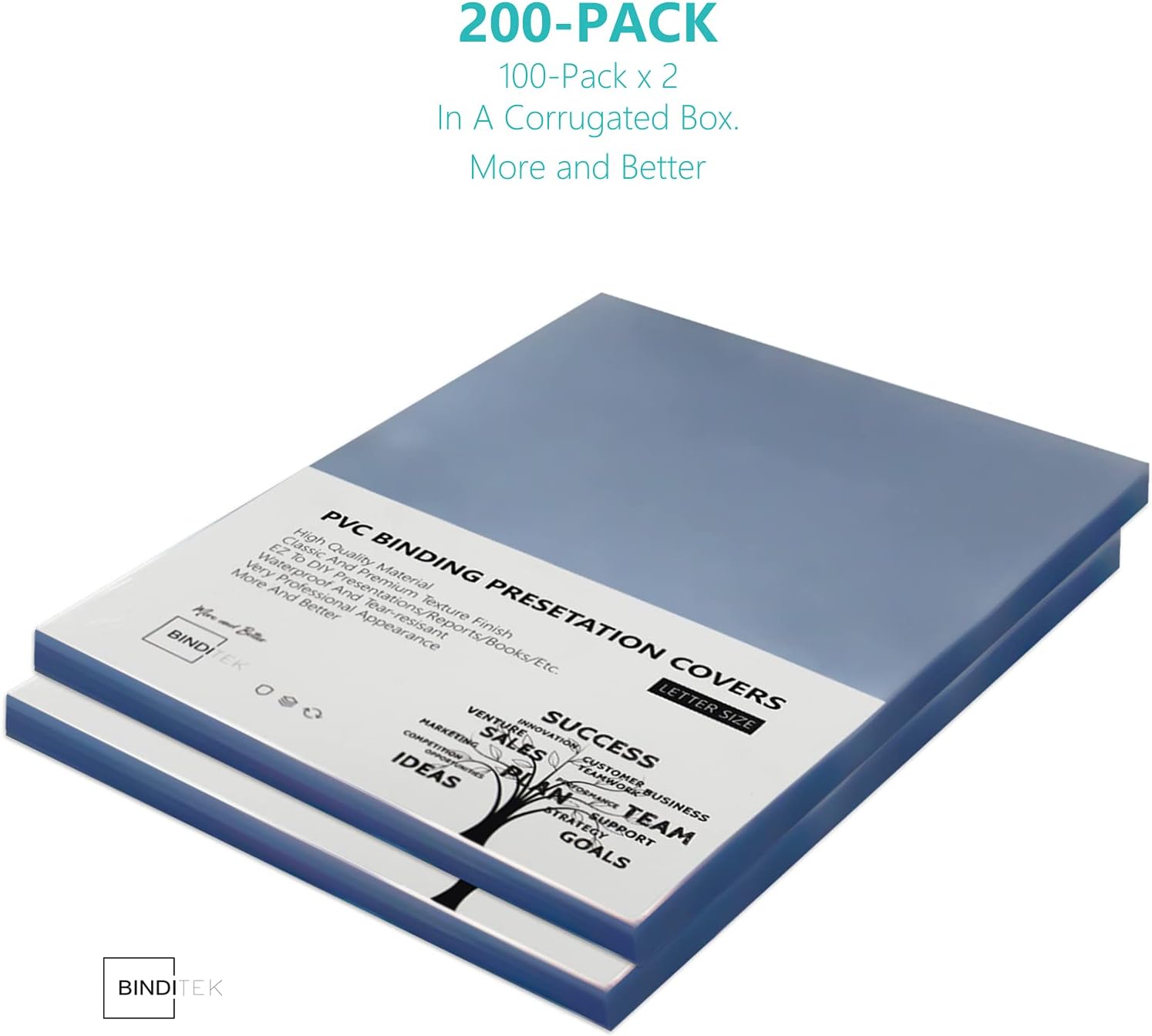 Binditek 200 Pack Clear PVC Binding Presentation Covers, PVC Report Cover for Business Documents, School Projects 8-1/2 x 11 Inches, 8 Mil, Letter Size, Pack of 200 : Office Products