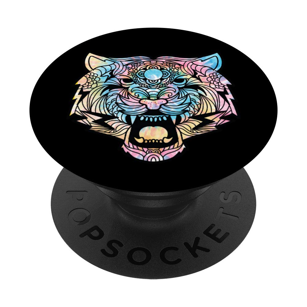 Hippie Tie Dye Tiger PopSockets Grip and Stand for Phones and Tablets