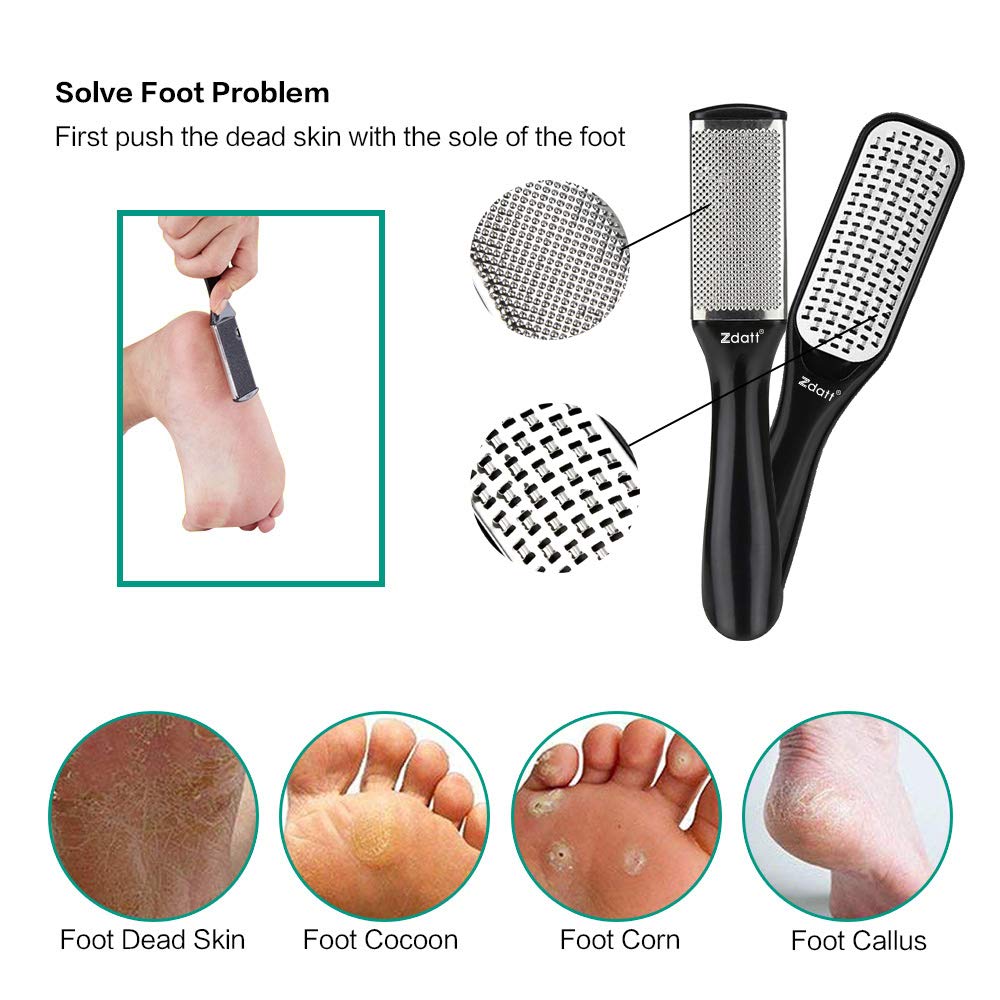 Pedicure Kit Foot File Rasp, Professional Pedicure Tool Set-Removing Hard/Cracked/Dead Skin Callus Corn Remover Foot Scraper, Stainless Steel Foot Care Tools for Men Women Gift : Beauty