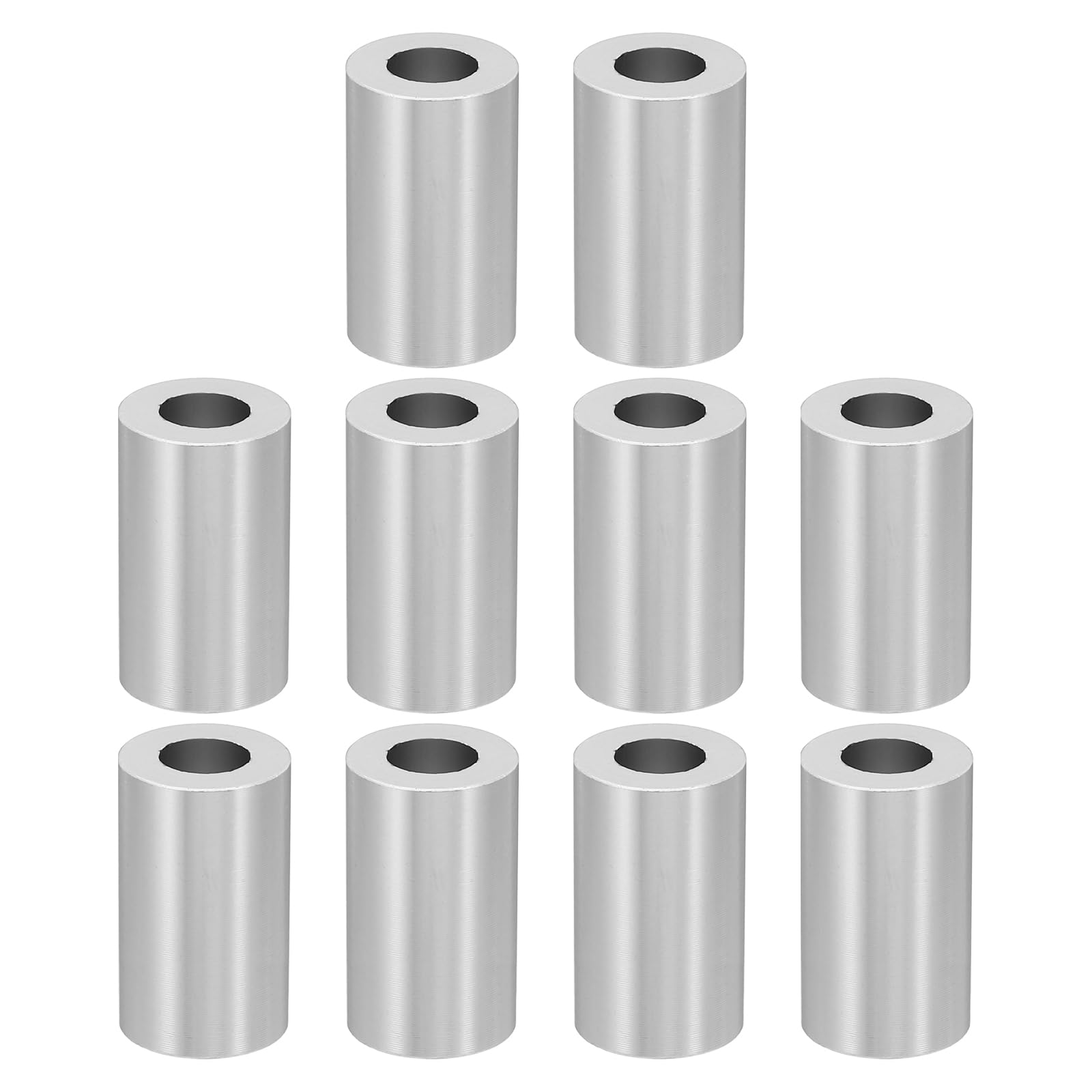 PATIKIL M10 Aluminum Spacers, 10 Pcs Metal Spacer Aluminum M10 X3/4"OD X1-1/4"L Aluminum Spacer Screw Standoff Round for 3/8" or M10 Screw Bolts, Silvery