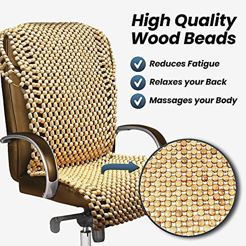 Zento Deals Natural Royal Wood Bead Seat Cover Massage Cool Premium