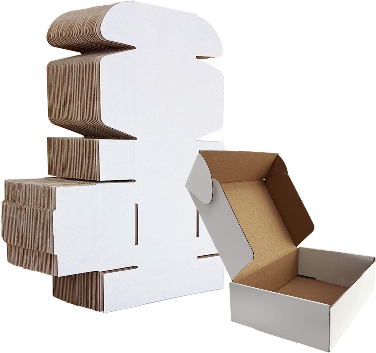 HORLIMER 25 Pack White Shipping Boxes, 17.8x12.7x5cm(7x5x2 inches) Corrugated Cardboard Mailing Box