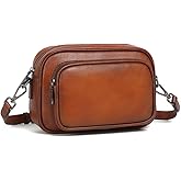 COOLCY Genuine Leather Crossbody Bags for Women Small Purses and Handbags Vintage Ladies Shoulder Satchel Bag 2 styles straps