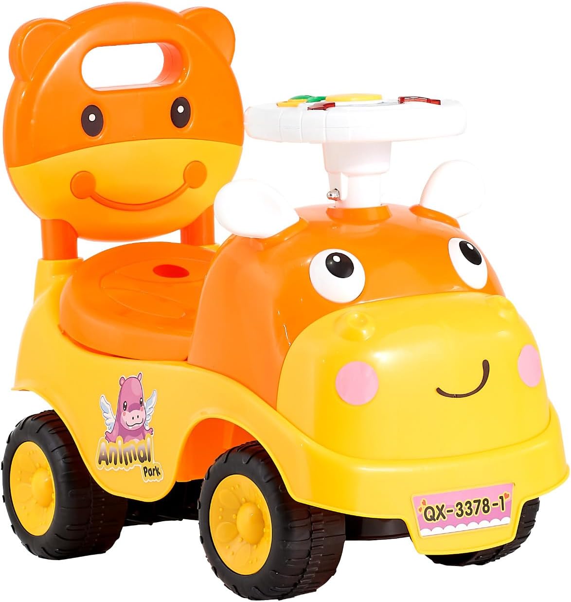 Uargd Ride-On Push Car, Ride-On Toy with Horn and Music, 48.5 lbs Weight Capacity, Under-Seat Storage, Foot-to-Floor Walker