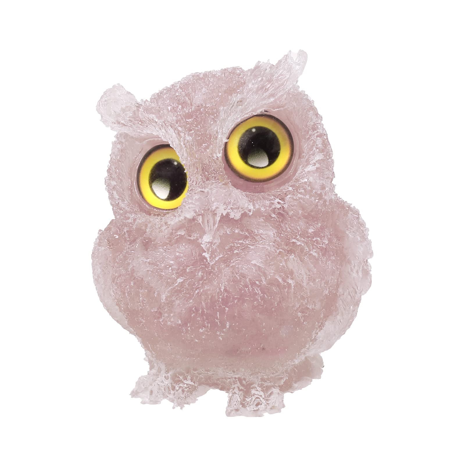 mookaitedecor 3 Inch Rose Quartz Crystal Owl Figurine Ornament for Home Office Decor Housewarming Gift Large Pink Owl Gift for Women Men, Resin Stone Animal Sculpture Statue Good Luck Ornament