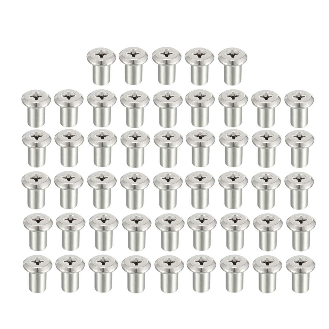 sourcingmap M6x12mm Phillips Head Insert Nut Screw Post Sleeve Nut for Furniture 50pcs