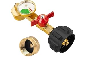 BESTFIRE Propane Refill Adapter with Valve and Gauge, Fill 1lb Bottles from 20lb Propane Tank and 1 lb Throwaway Disposable Cylinder Propane Bottle Connector Fits QCC1/Type 1 Propane Tank