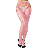 MESU Women's Sparkle Stockings Fishnet Stockings Rhinestone High Waist Tights Pantyhose