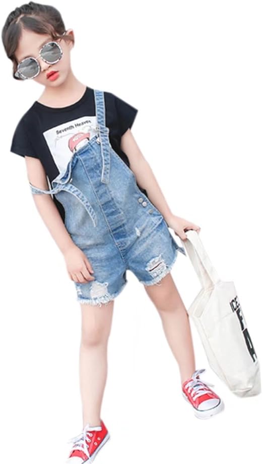 Amazon Amigoyo キッズ サロペット 女の子 デニムパンツ オーバーオール ジーンズ ロンパース 子供 オールインワン サスペンダー ショートパンツ パンツ 通販