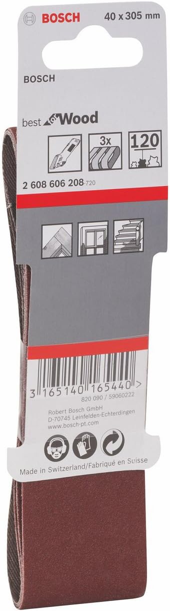 Bosch 3X PRO Paint on Wood and Hardwood X440 Sanding Belt for Sanders (for Paint on Wood Hardwood, 40 x 305 mm, Grit 120 - Image 4