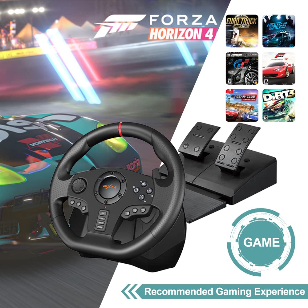 PXN V900 Gaming Steering Wheel - 270/900° Sim Xbox Racing Wheel with Pedals Paddle Shifter - for Xbox One,Series S|X, PC, PS4, Switch