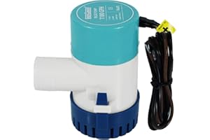 WASSERMANN Bilge Pump 12V 1100GPH, Small Marine Submersible Bilge Water Pump for Boats with Long Power Cord, High Efficiency and Low Noise