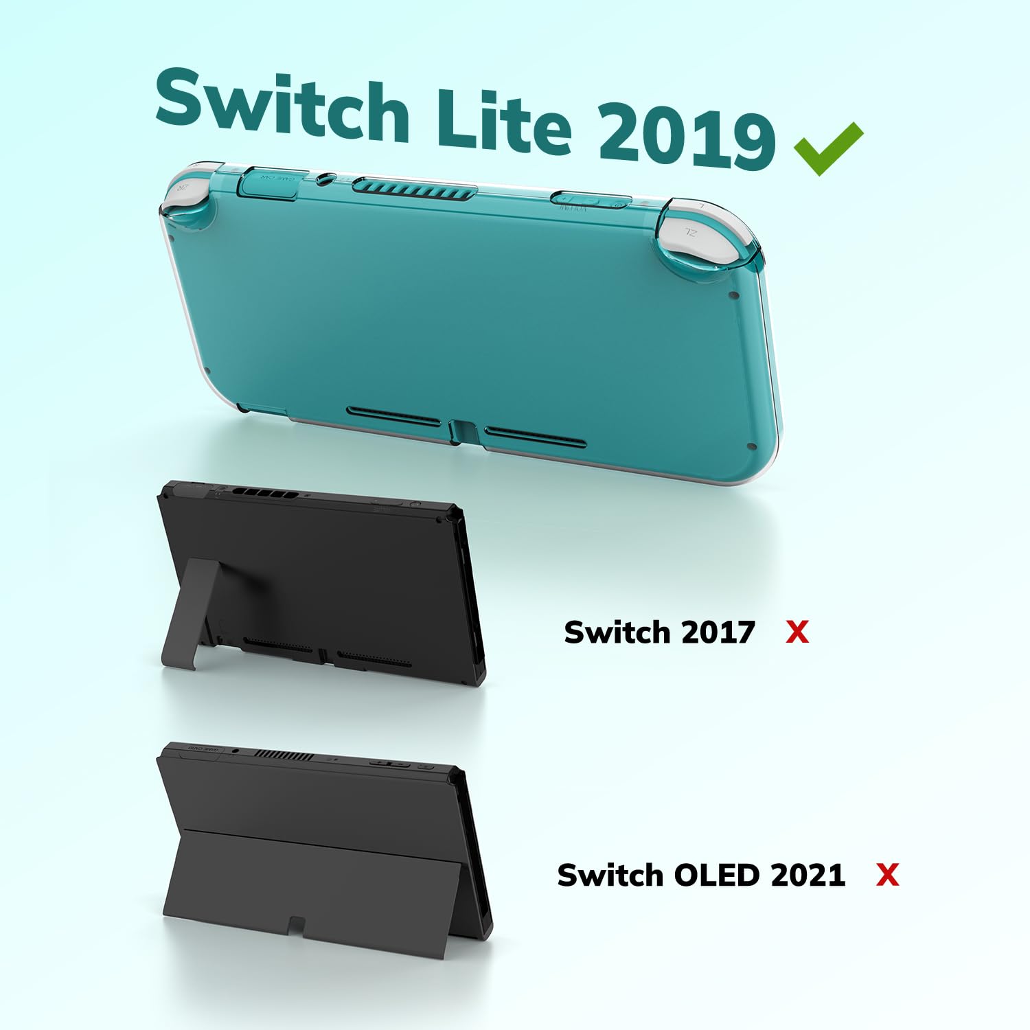 Younik Switch Lite Hülle, 14-in-1 Switch Lite Zubehör mit Switch Lite Tasche, klare Schutzhülle, Spielkartenhülle, 2 Bildschirmschützern, 6 Daumengriffen, Anhänger, Türkise Tragetasche für Switch Lite 7