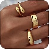 JOLAMT Gold Chunky Rings for Women Non Tarnish, 18K Gold Plated Statement Dome Rings Stacking,Thumb Ring, Mens Silver Wedding Band Jewelry Size 5-11