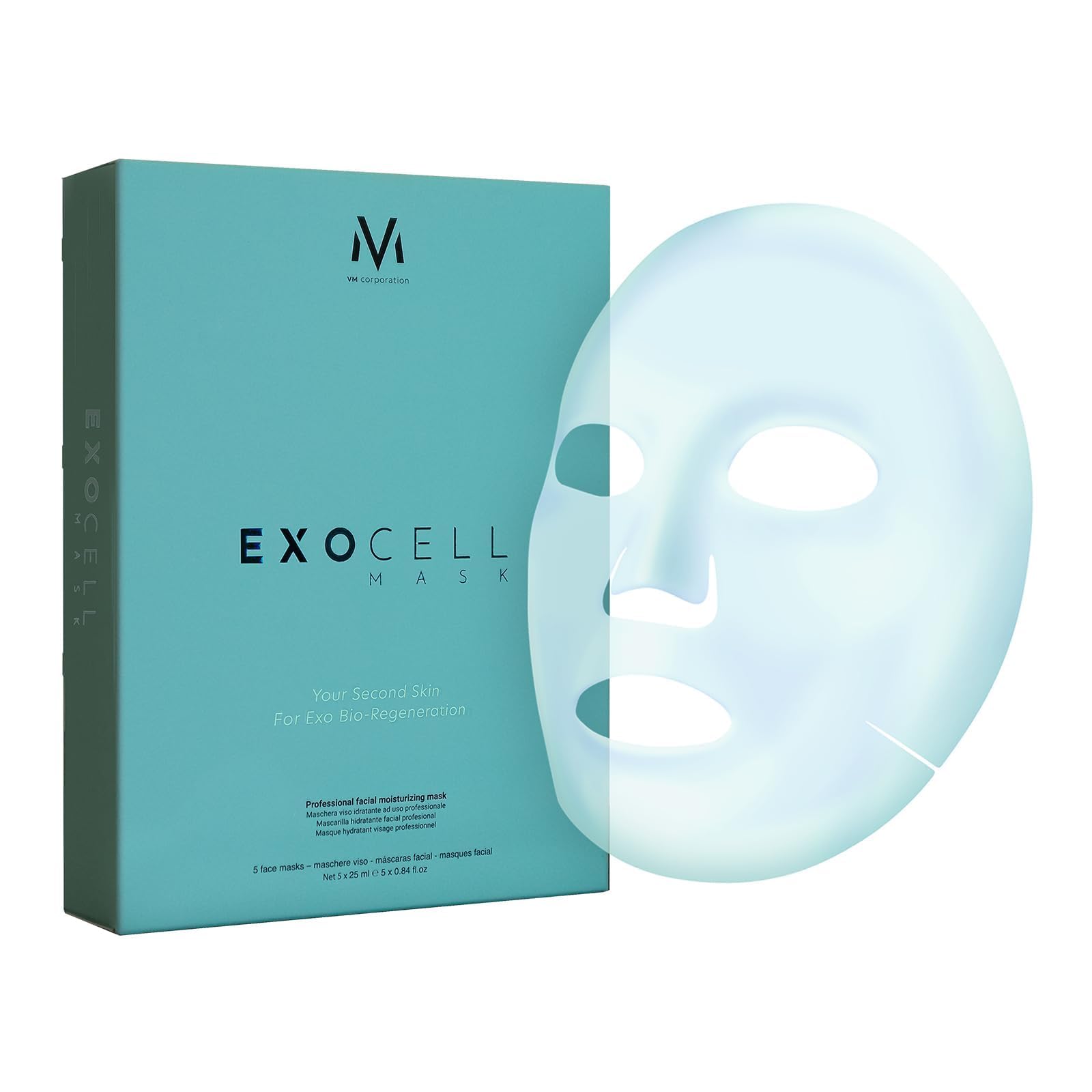 EXOCELL MASK Advanced Skincare - Deeply Hydrating, Moisturising, Anti-Wrinkle & Anti-Ageing Skin Repair with Hyaluronic Acid, Exosomes, Peptides. Plumps, Lifts & Rejuvinates Skin | 5 Masks (Full Set)
