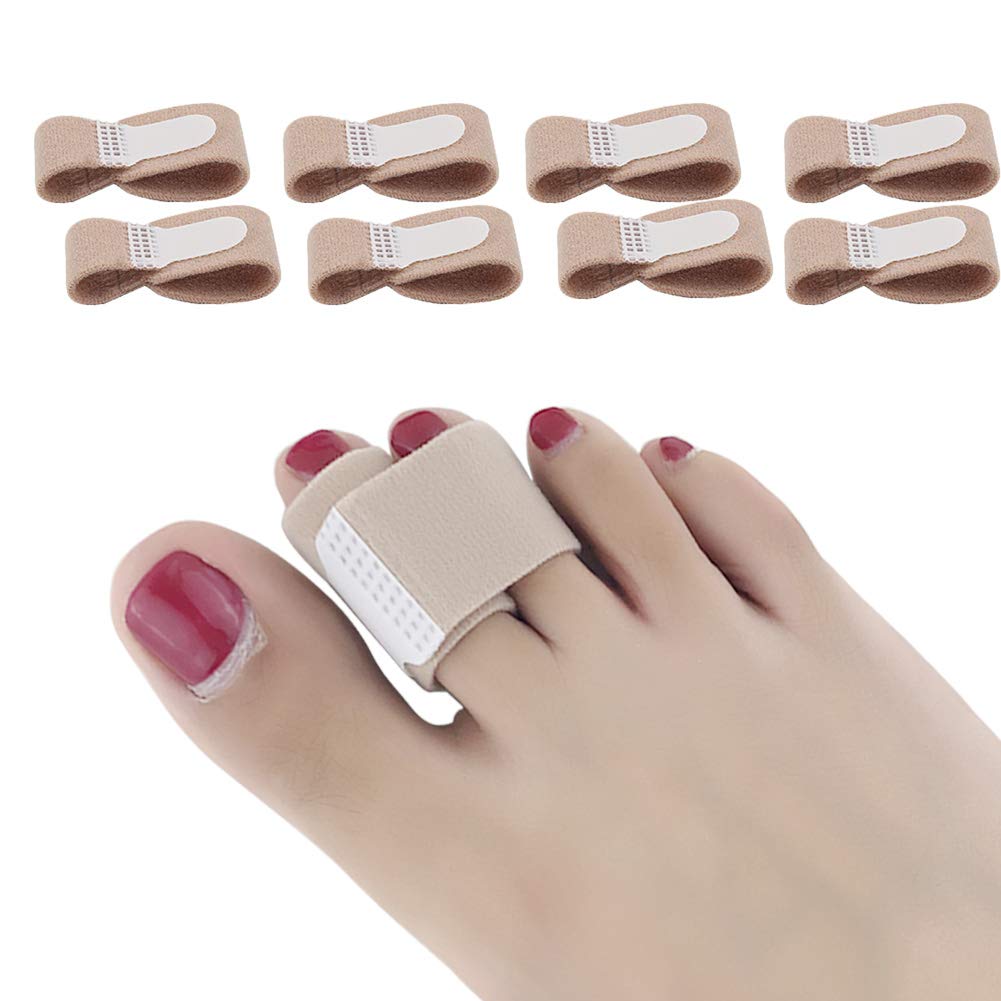 DYKOOK Broken Toe Wraps, 8 Pcs/Pack M Size Fabric Toe Splint Toe Cushioned Bandages Finger Protectors Straightener Hammer Toe Separators