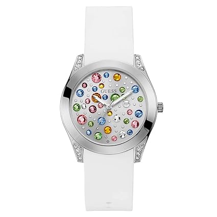 Guess Damen Analog Quarz Uhr mit Silikon Armband W1059L1