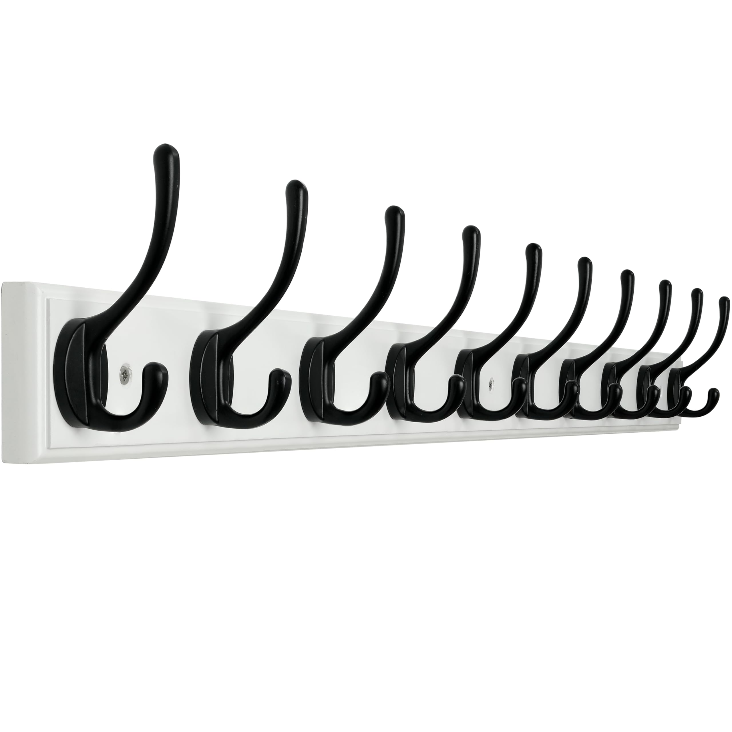WEBI Coat Rack Wall Mounted,10 Hooks,97cm Long Wall Coat Hanger,Coat Hooks Wall Mounted for Hanging Coats,Clothes,Jacket,Black on White — image 1