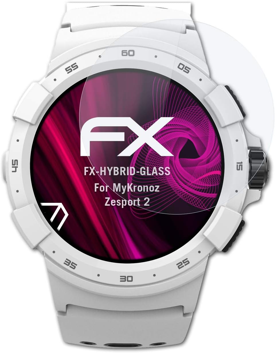 atFoliX Plastic Glass Protective Film compatible with MyKronoz Zesport 2 Glass Protector, 9H Hybrid-Glass FX Glass Screen Protector of plastic